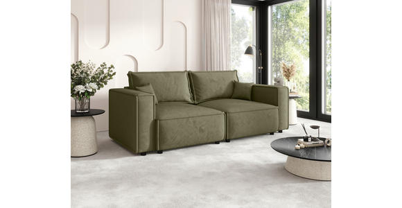 SOFA Webstoff Olivgrün  - Schwarz/Olivgrün, MODERN, Kunststoff/Textil (250/68/104cm) - Xora