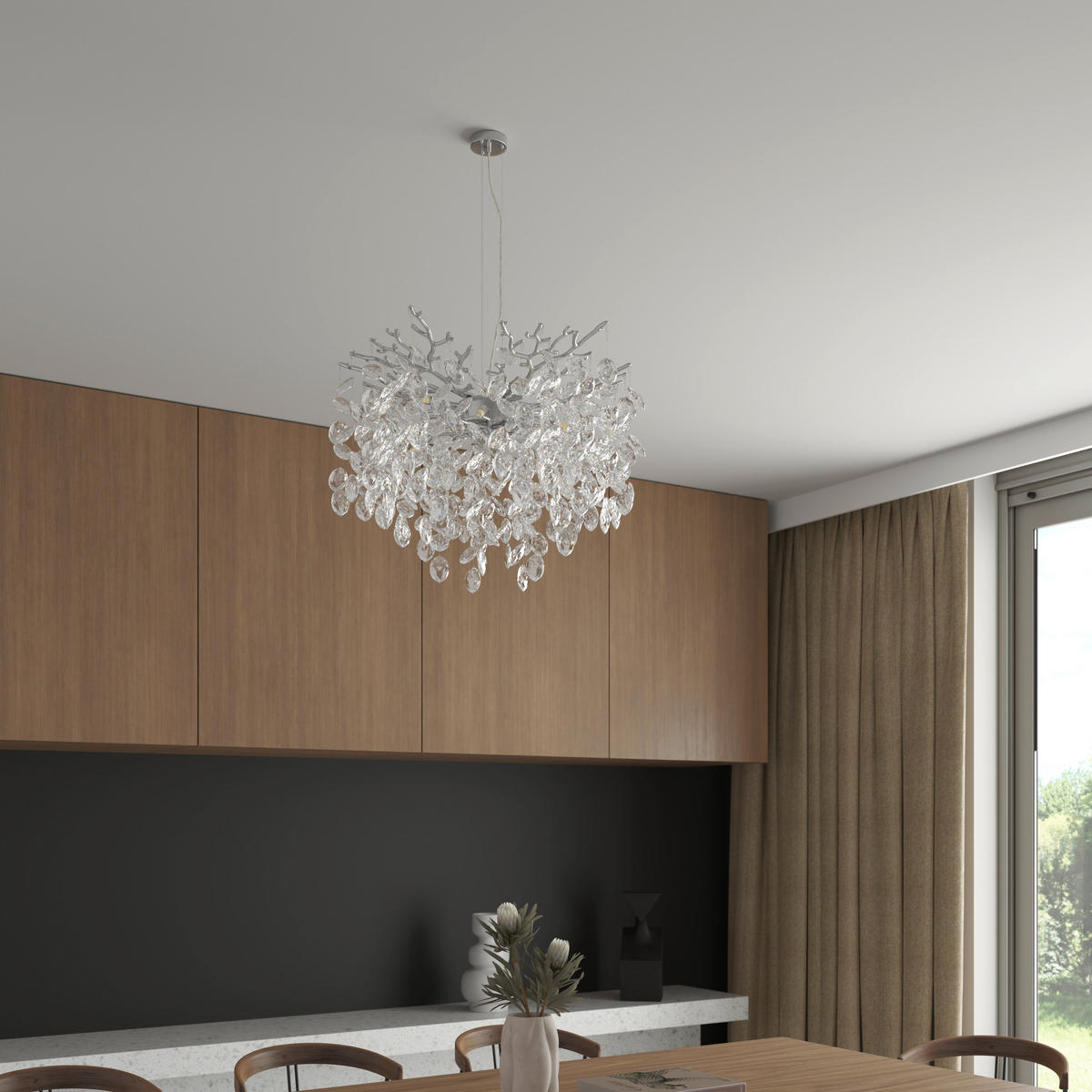 ZÁVĚSNÉ SVÍTIDLO, 60/150 cm  - čiré, Design, kov/sklo (60/150cm) - Glandor