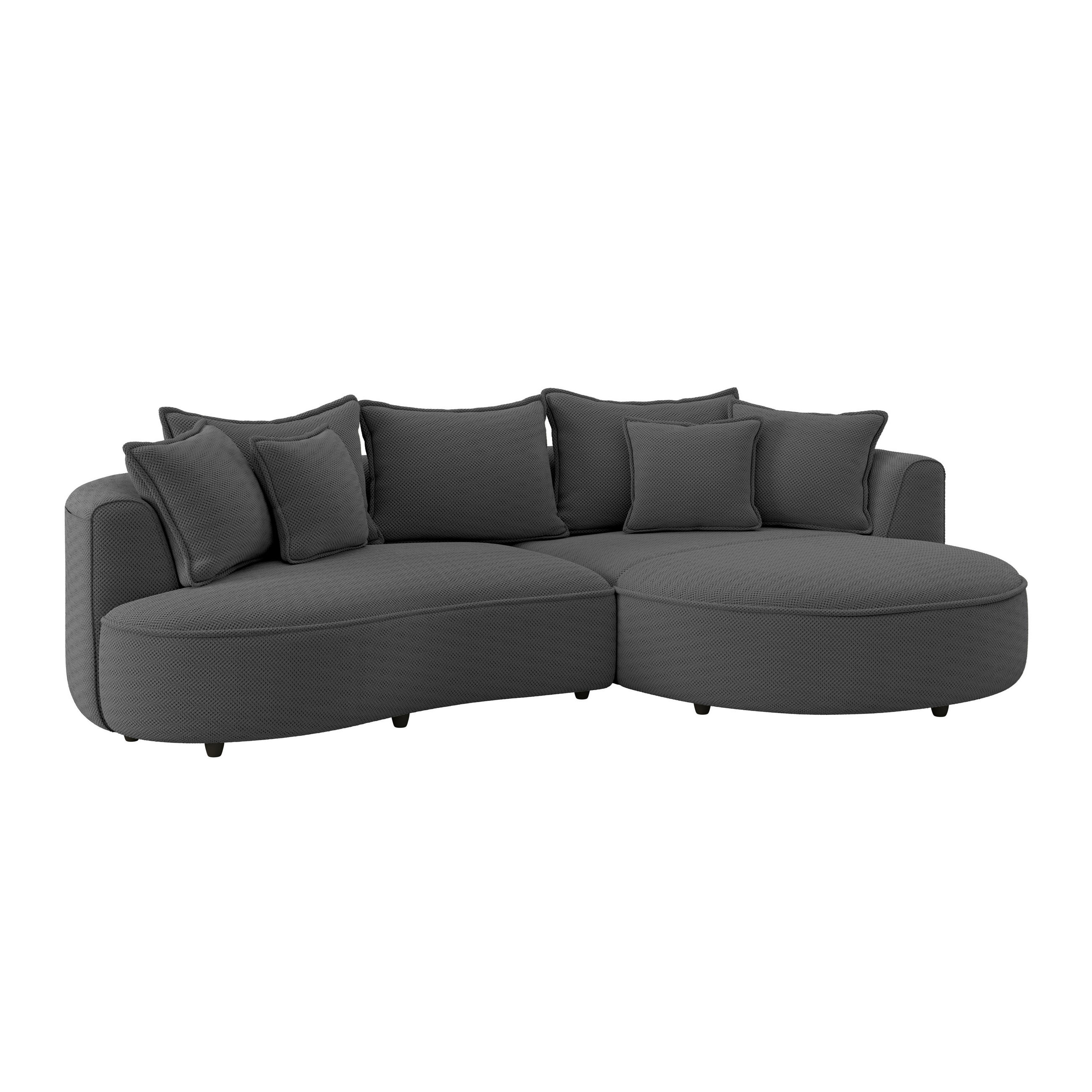 Thumbnail - Livetastic Ecksofa Levi, Anthrazit, Textil, Ottomane rechts, L-Form, 287x168 cm, Made in EU, Rücken echt, Wohnzimmer, So...