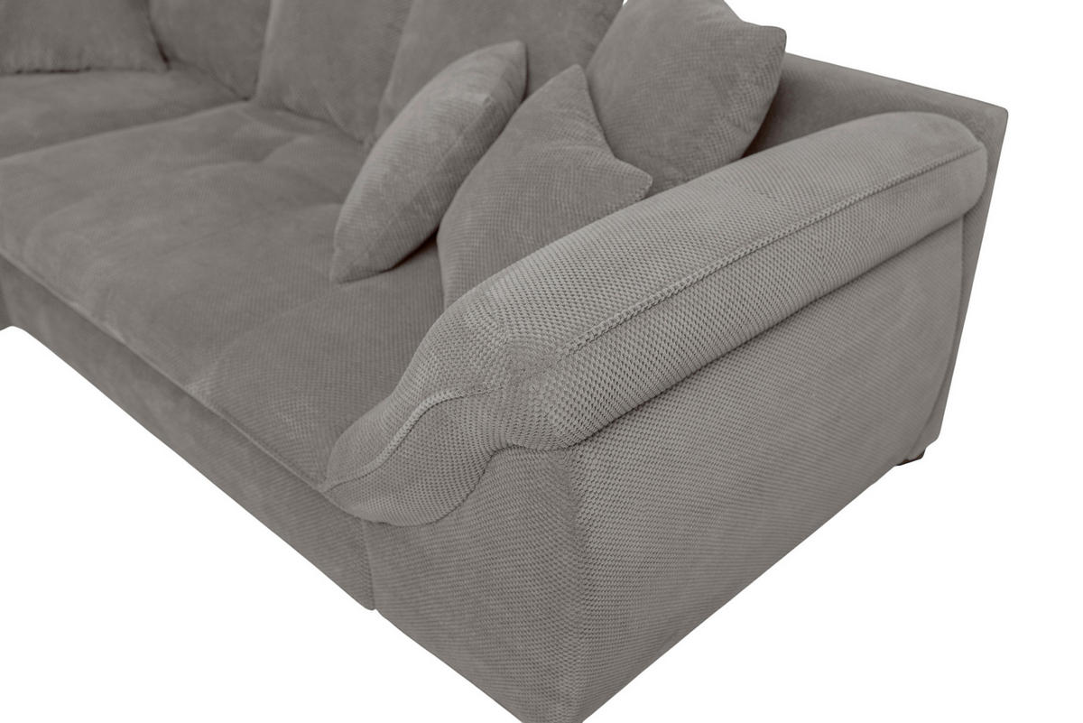 ECKSOFA LORENZO Grau Struktur Liegefläche im Originalstoff  - Schwarz/Grau, Design, Textil/Metall (188/302cm) - P & B