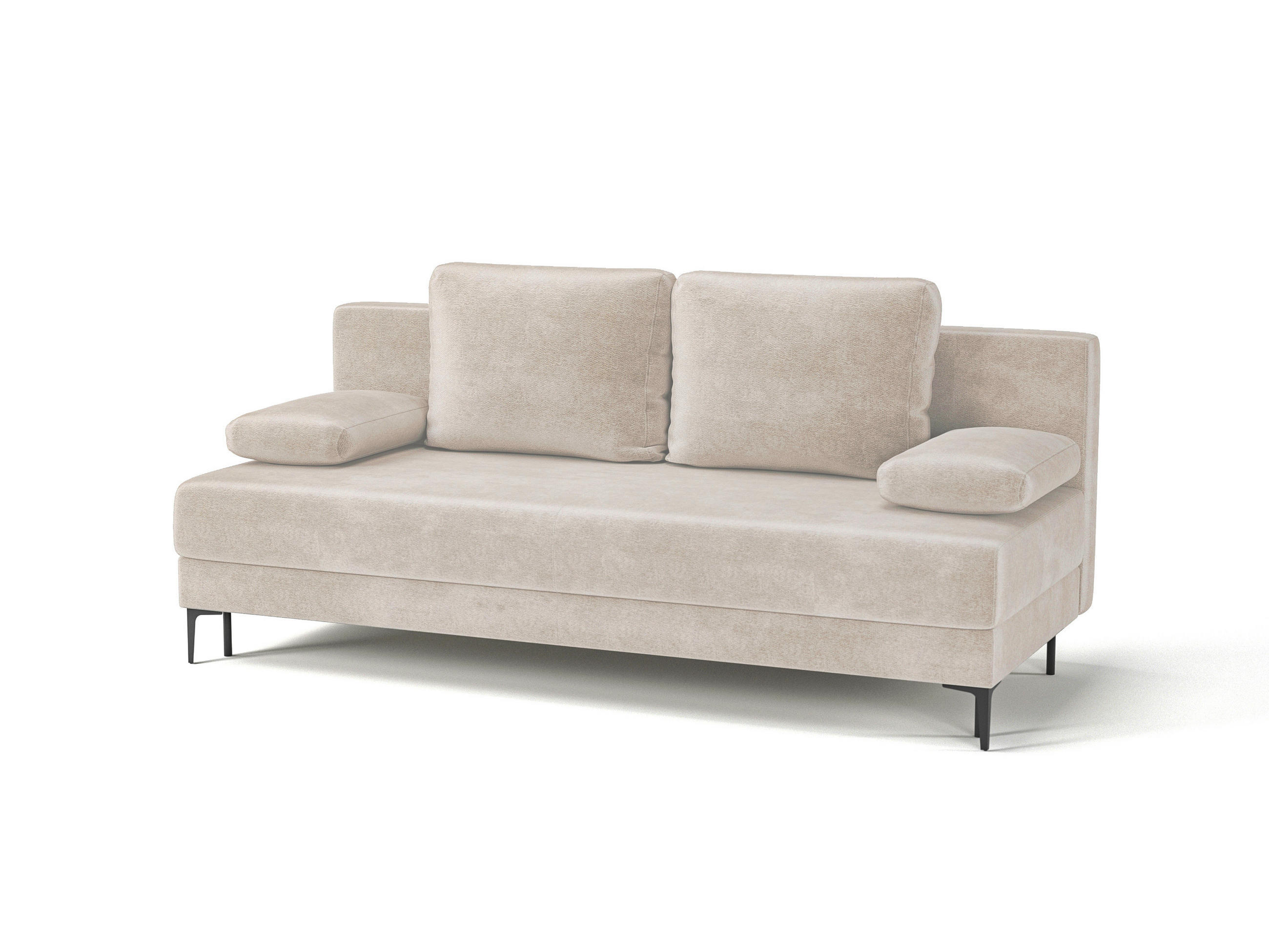SCHLAFSOFA LEIPZIG in Velours Beige  - Beige/Schwarz, Design, Textil/Metall (200/78,5/88cm) - MID.YOU