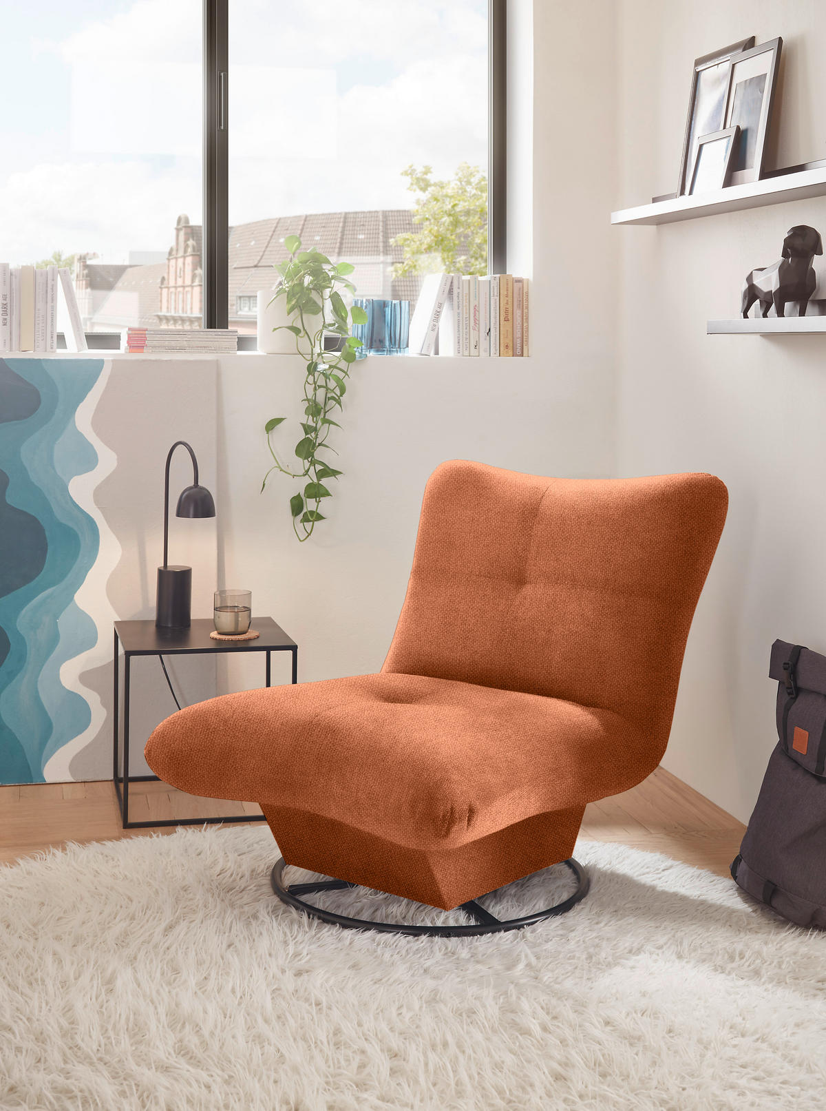 SESSEL in Struktur Terracotta  - Terracotta/Schwarz, Konventionell, Textil/Metall (96/75/93cm) - Carryhome