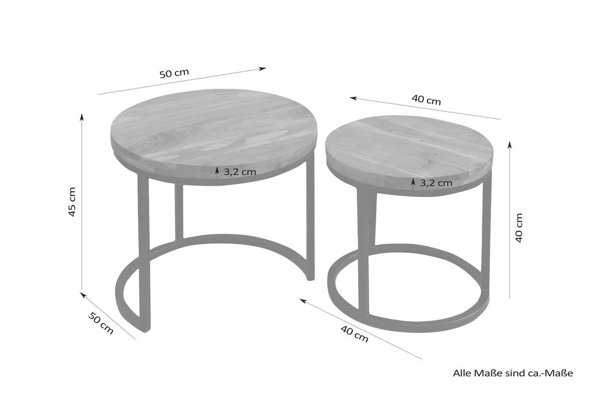 SATZTISCH in Holz, Metall  - Schwarz/Akaziefarben, MODERN, Holz/Metall - MID.YOU
