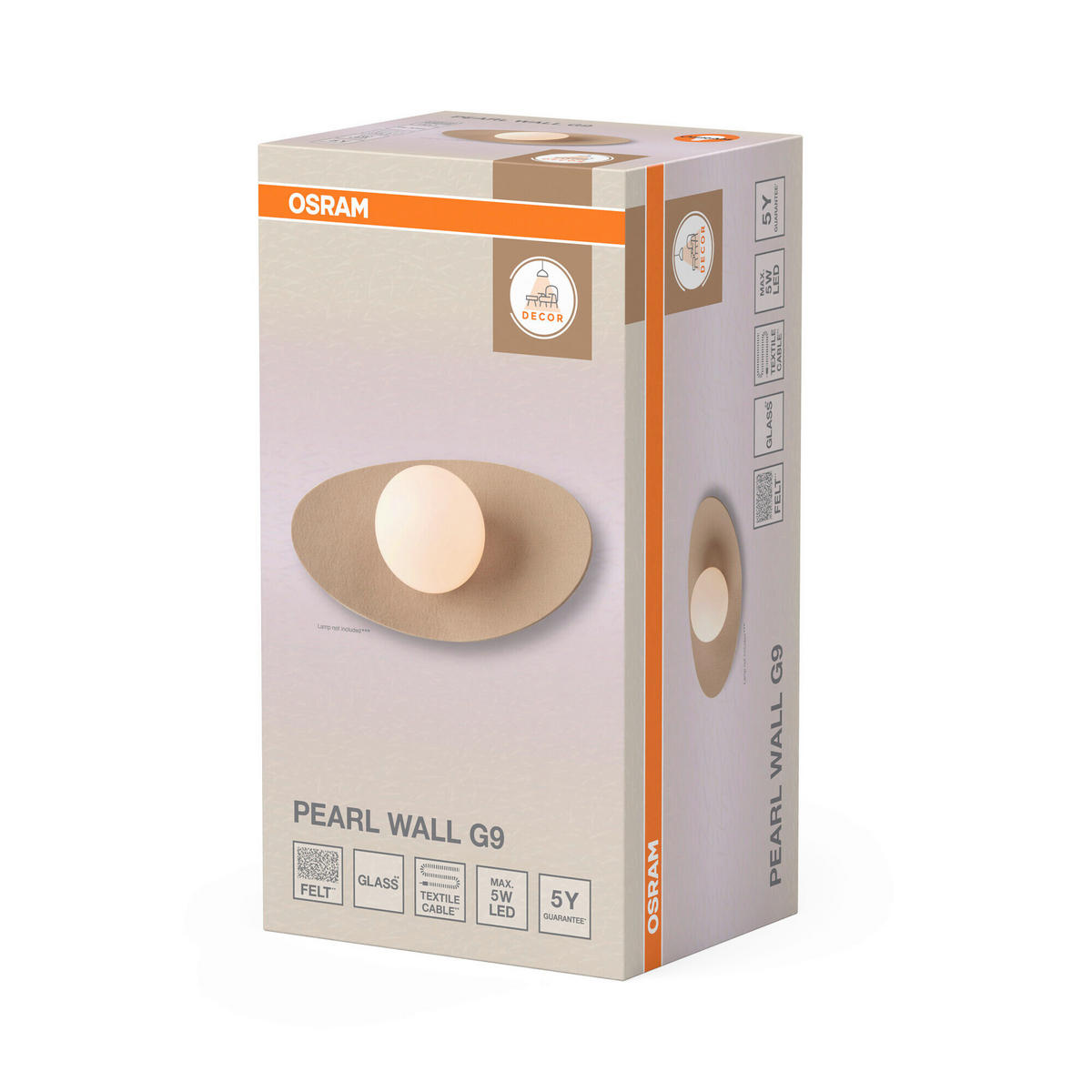 WANDLEUCHTE 28/13,5/15 cm   - Beige, Design, Glas/Textil (28/13,5/15cm) - Osram