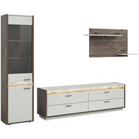 WOHNWAND 3-teilig  in Hellgrau  268/198/43 cm  - Hellgrau, Design, Glas/Holzwerkstoff (268/198/43cm) - MID.YOU