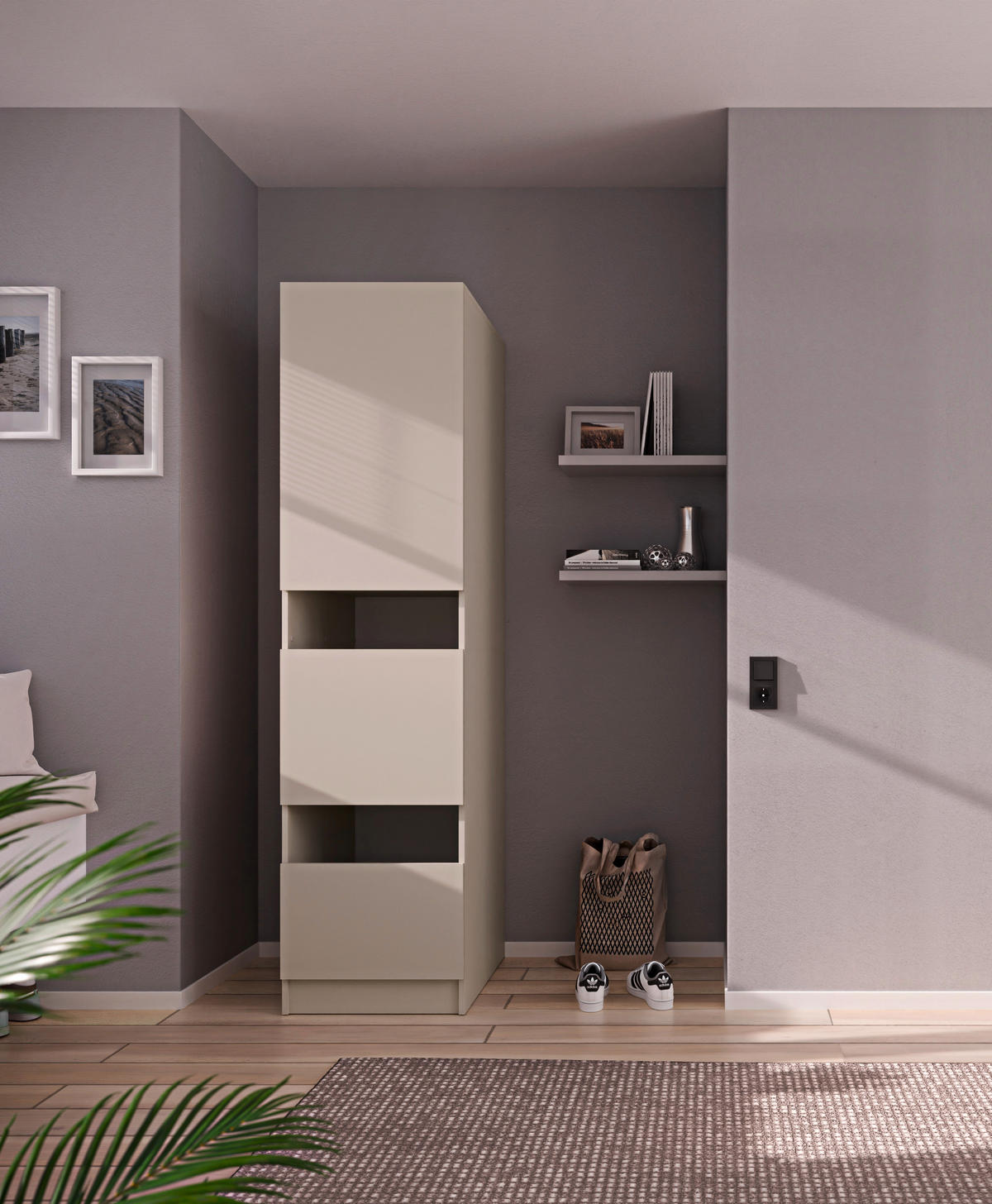 MEHRZWECKSCHRANK 50/200/68 cm  in Kaschmir  - Kaschmir/Schwarz, Design, Holzwerkstoff/Metall (50/200/68cm) - Milino