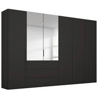 DREHTÜRENSCHRANK 301/223/60 cm,  in Schwarz, 6-türig  - Graphitfarben/Schwarz, Design, Glas/Holzwerkstoff (301/223/60cm) - home24