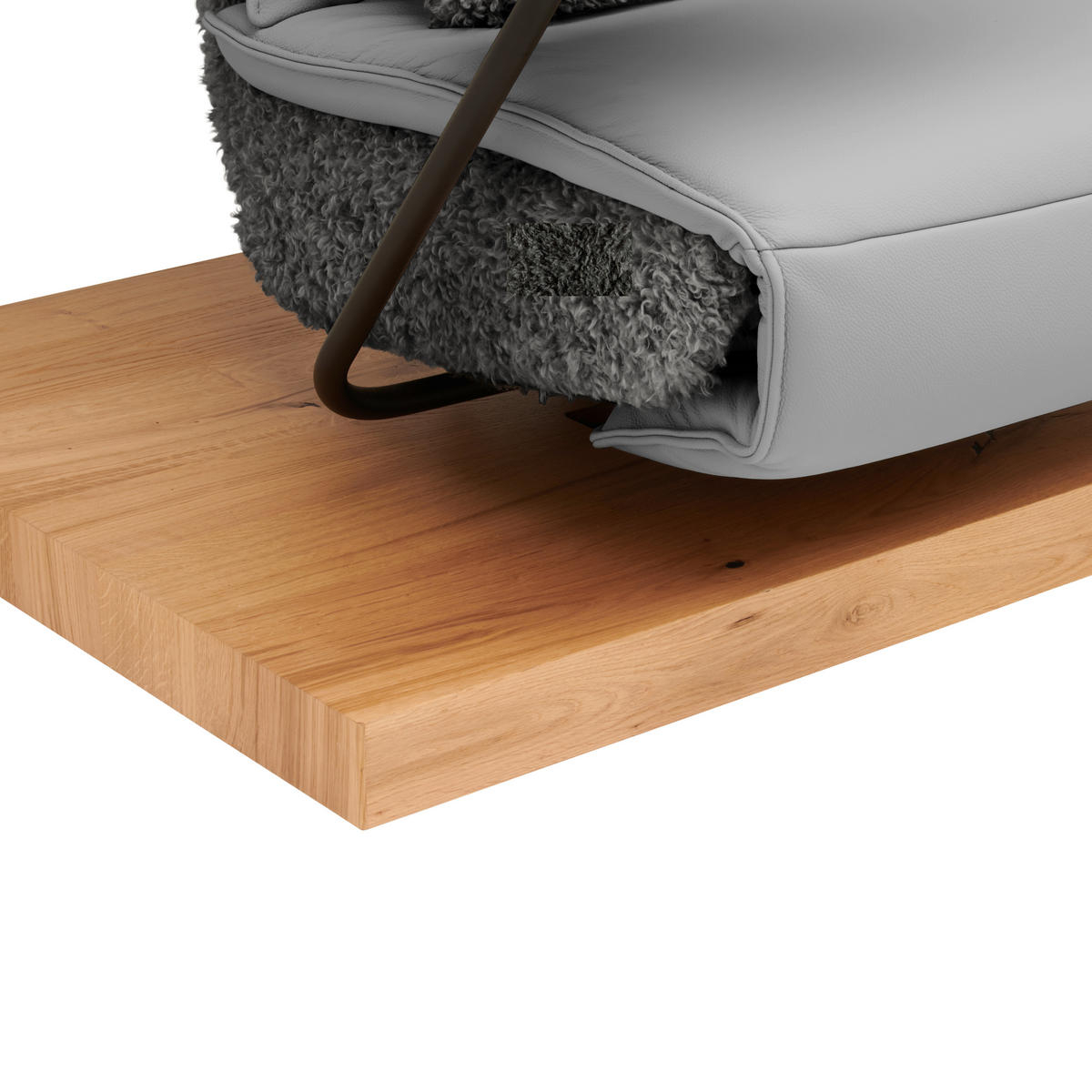 2-SITZER-SOFA  in Hochflor Echtleder Anthrazit, Hellgrau  - Anthrazit/Hellgrau, Design, Leder/Holz (240/65/104cm) - Koinor