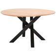 ESSTISCH in Holz, Metall 130/130/76 cm  - Schwarz/Akaziefarben, LIFESTYLE, Holz/Metall (130/130/76cm) - Landscape