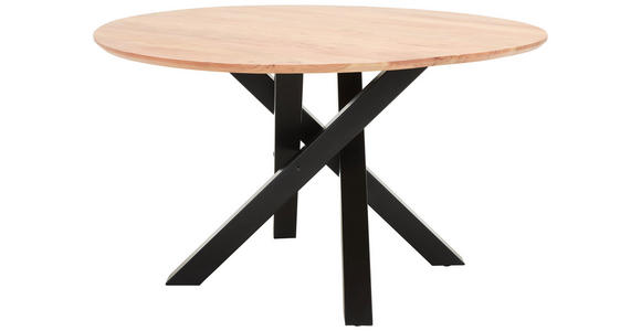 ESSTISCH in Holz, Metall 130/130/76 cm - Schwarz/Akaziefarben, LIFESTYLE, Holz/Metall (130/130/76cm) - Landscape