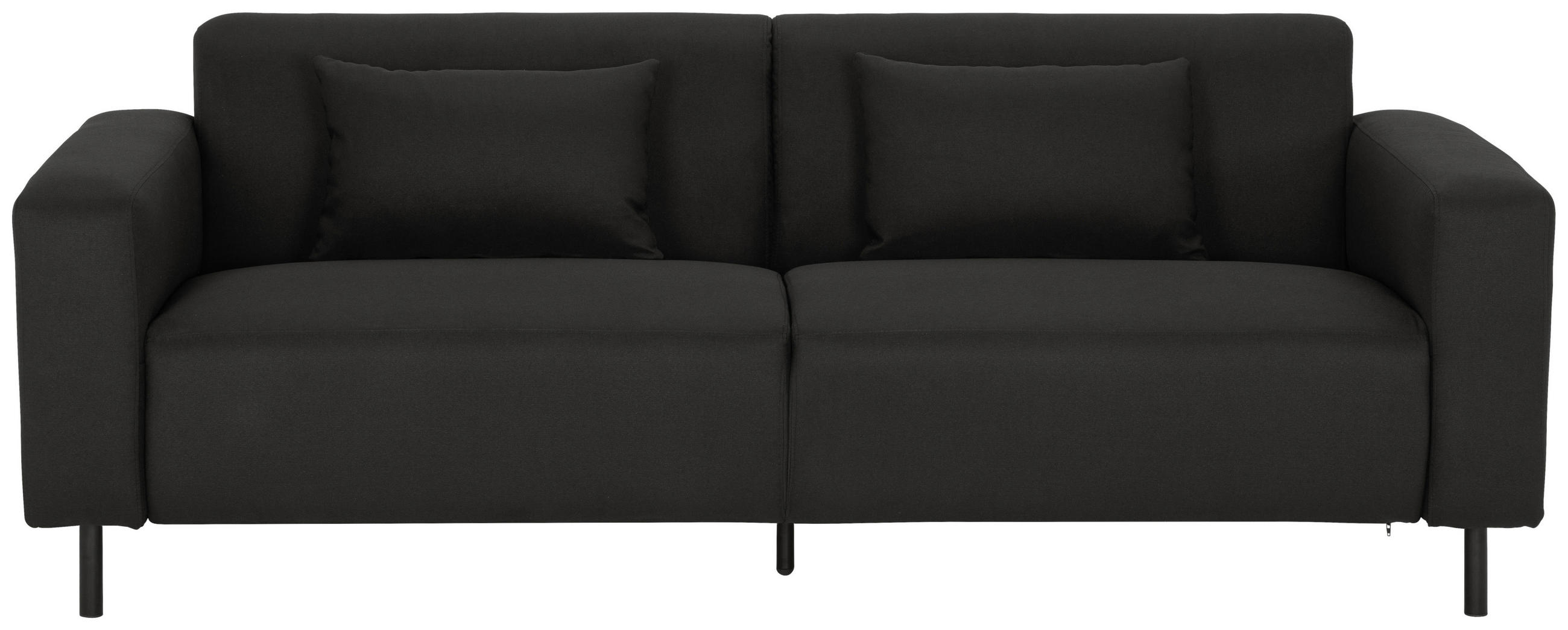 KÉTÜLÉSES KANAPÉ textil fekete  - fekete, Modern, textil/fém (204/76/79cm) - P & B