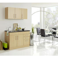 MINIKÜCHE 120 cm   in Buchefarben  - Chromfarben/Buchefarben, Modern, Holzwerkstoff/Metall (120cm) - Held