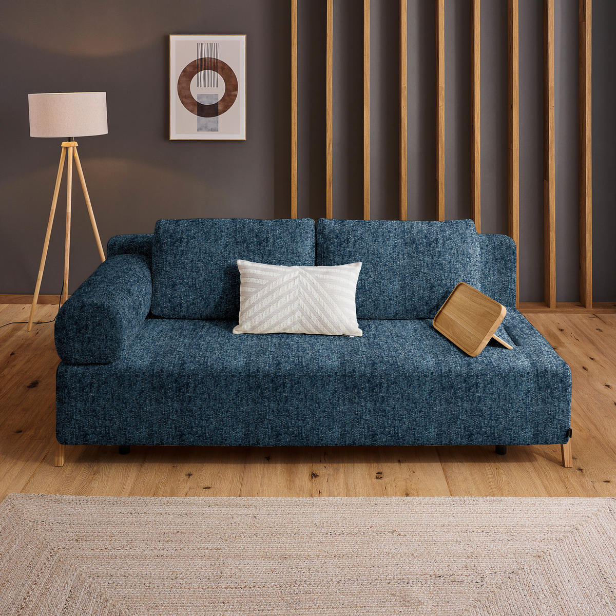 SCHLAFSOFA in Holz, Textil Blau  - Blau/Naturfarben, Design, Holz/Textil (211/88/102cm) - Niels Andersson