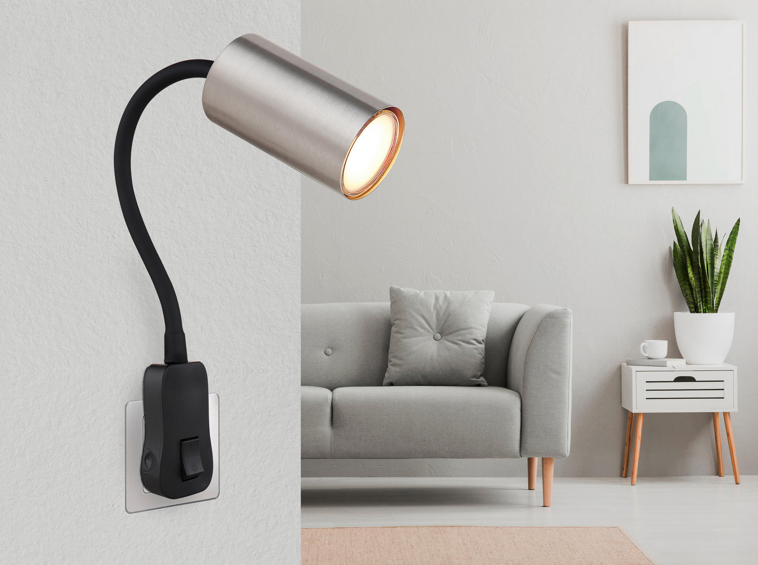 VÄGGLAMPA 5,5/32/43 cm   - svart/nickelfärgad, Basics, metall/plast (5,5/32/43cm) - Globo