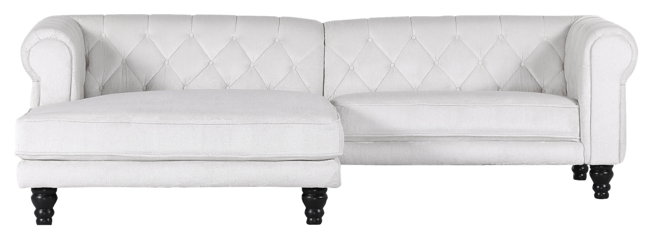 ECKSOFA 160/260 cm  in Plüsch Weiß Rücken echt  160/260 cm  - Dunkelbraun/Weiß, Design, Holz/Textil (160/260cm) - MID.YOU