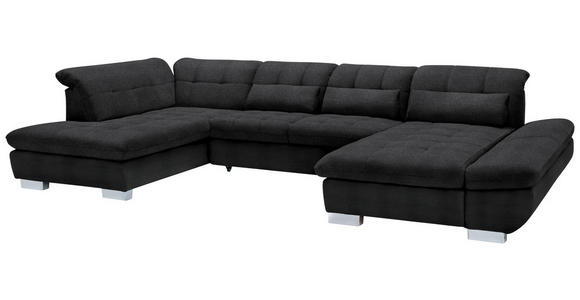 WOHNLANDSCHAFT in Mikrofaser Graphitfarben - Chromfarben/Graphitfarben, Design, Kunststoff/Textil (211/350/204cm) - Xora