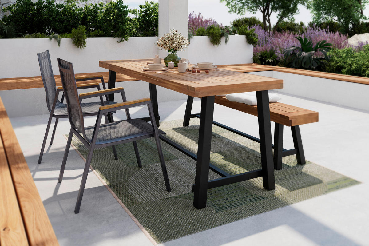 STAPELSESSEL Eukalyptusholz Aluminium Anthrazit, Naturfarben, Schwarz  - Anthrazit/Schwarz, Basics, Holz/Textil (65,5/88/55cm) - Ambia Garden