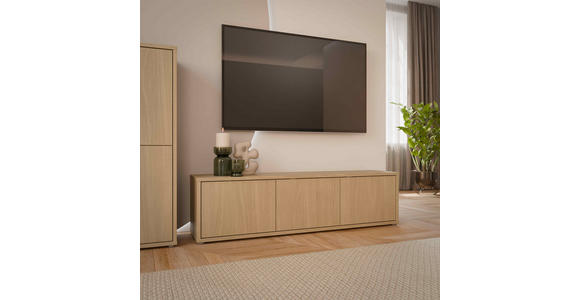 LOWBOARD  in 154,2/42,5/34,9 cm  - Eichefarben/Grau, MODERN, Holzwerkstoff/Kunststoff (154,2/42,5/34,9cm) - Carryhome