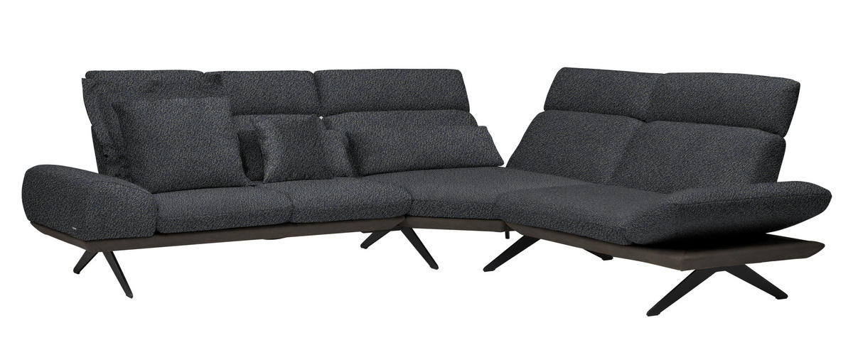 ECKSOFA in Flachgewebe Graublau  - Graublau/Dunkelgrau, Design, Textil/Metall (239/270cm) - Koinor