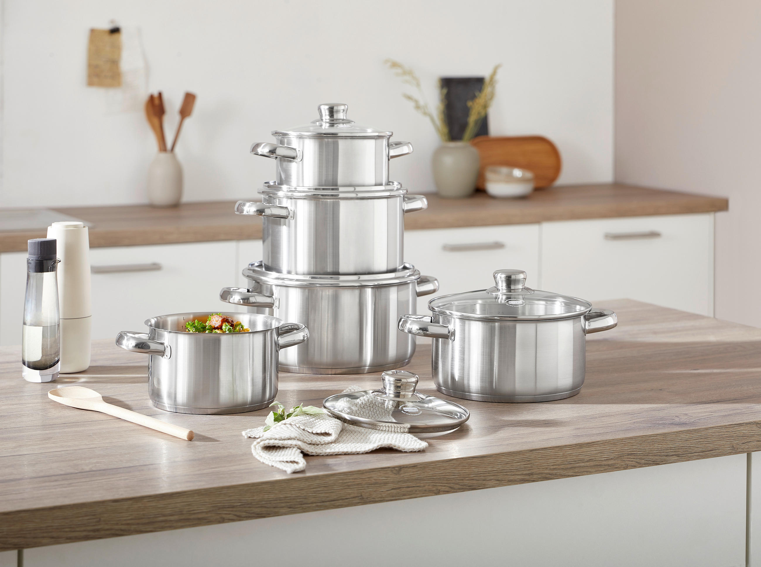 KOCHTOPFSET Arnsberg 5-teilig  - Silberfarben, Basics, Metall (48,5/28,7/24,5cm) - Berndes