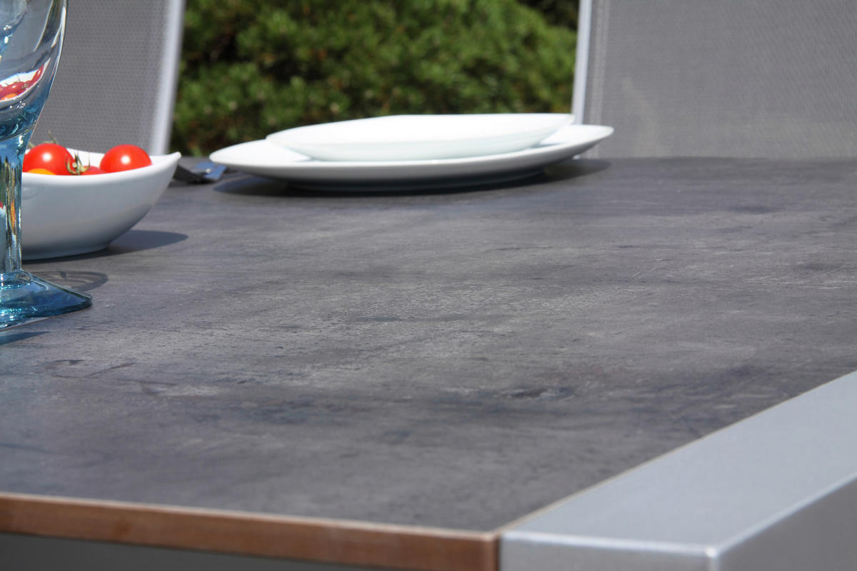 GARTENSET beschichtet Aluminium  - Platinfarben/Anthrazit, Basics, Textil/Metall (160+60/98/74cm) - Acamp