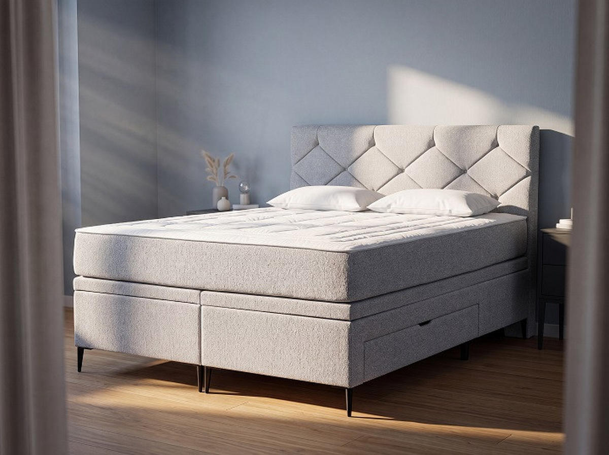 BOX KREVET 160/200 cm     svijetlo siva  - svijetlo siva/crna, Moderno, drvni materijal/tekstil (160/200cm) - Hom`in