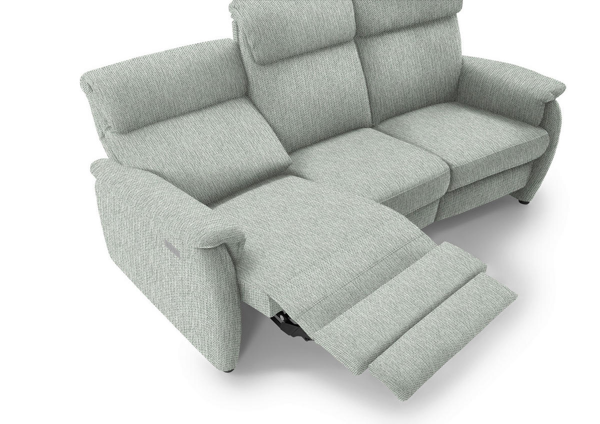 TRAPEZSOFA in Flachgewebe Hellgrau  - Hellgrau/Schwarz, Konventionell, Textil/Metall (219/107/97cm) - Pure Home Comfort