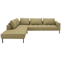ECKSOFA  in Flachgewebe Grün, Goldfarben  270/308 cm  - Goldfarben/Schwarz, Design, Textil/Metall (270/308cm) - Pure Home Lifestyle