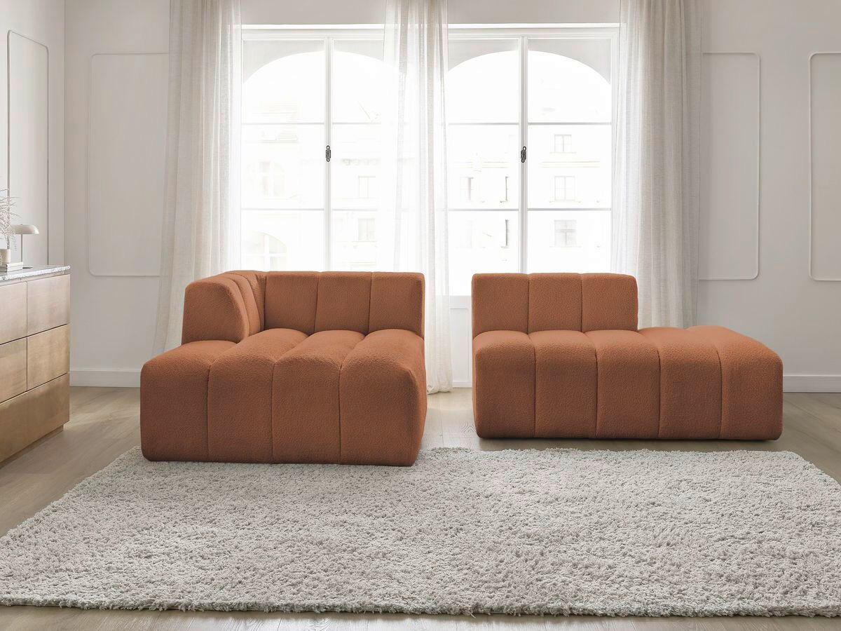 ECKSOFA  ANNECY Orange Bouclé  - Schwarz/Orange, MODERN, Kunststoff/Textil (170/262cm)