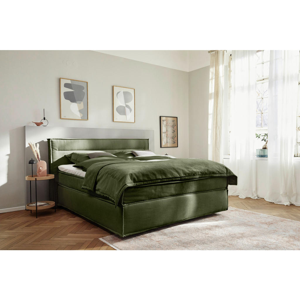 Thumbnail - Musterring Boxspringbett, Olivgrün, Textil, H3 + H4, 7-Zonen, Höhe ca. 22 cm, 200x200 cm, Dgm, Stoffauswahl, Schlafzimme...
