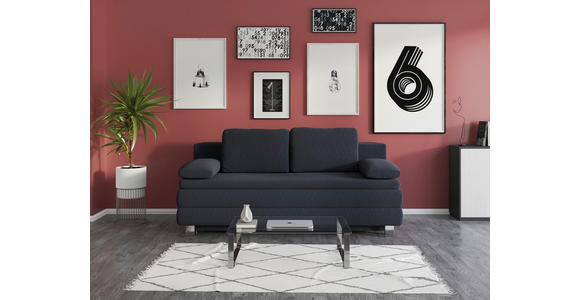 BOXSPRINGSOFA Flachgewebe Dunkelblau - Silberfarben/Dunkelblau, Design, Textil/Metall (202/96/105cm) - Carryhome