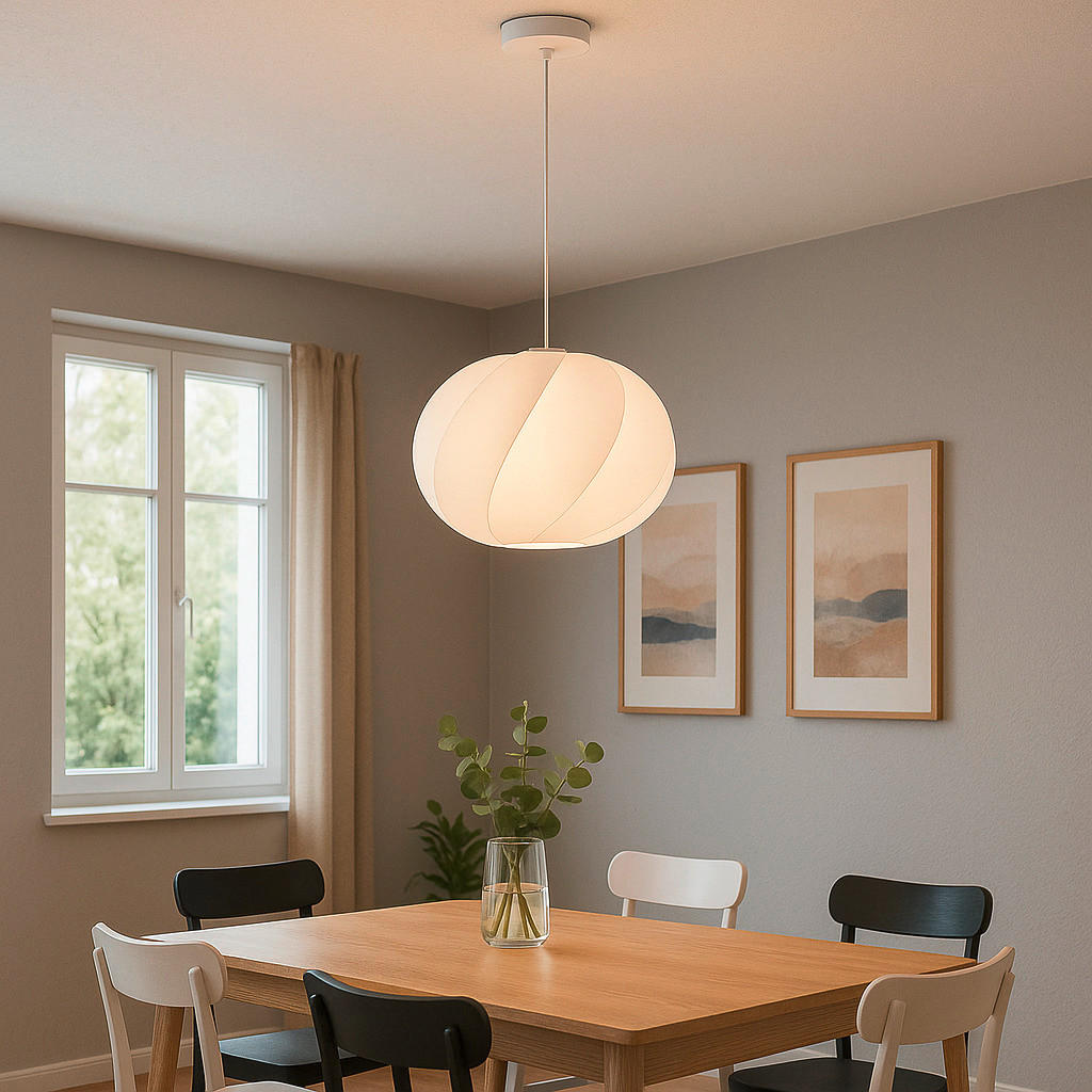PENDELLEUCHTE 38/120 cm   - Weiß, Trend, Textil/Metall (38/120cm) - Brilliant