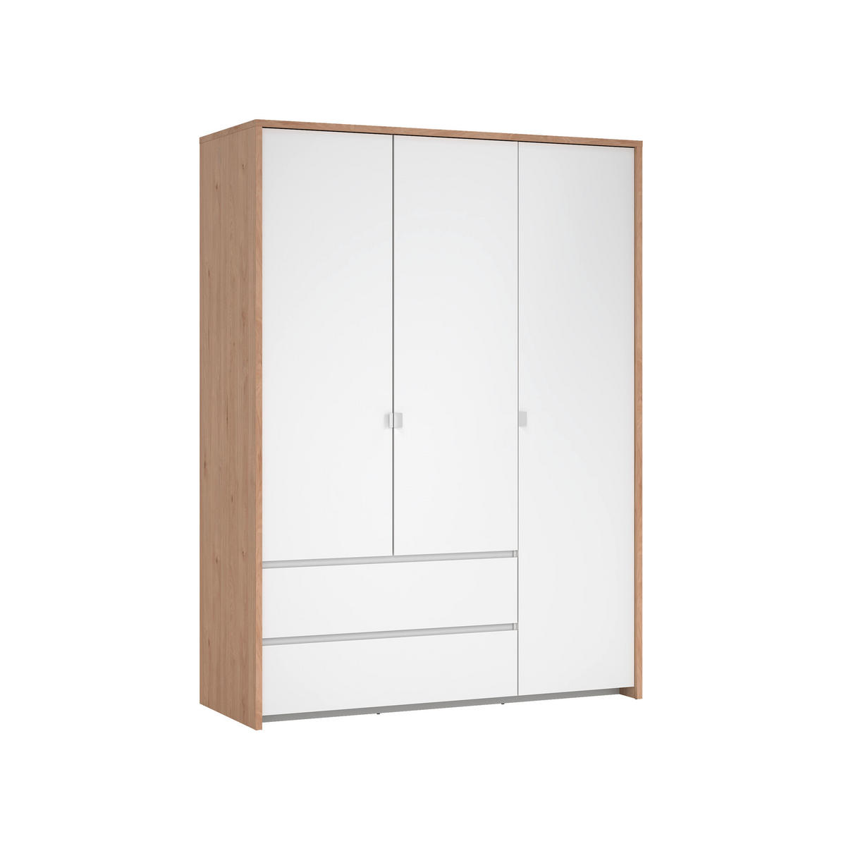 DREHTÜRENSCHRANK 149/202/58 cm 3-türig Eichefarben, Weiß  - Eichefarben/Silberfarben, KONVENTIONELL, Holzwerkstoff/Metall (149/202/58cm) - Boxxx