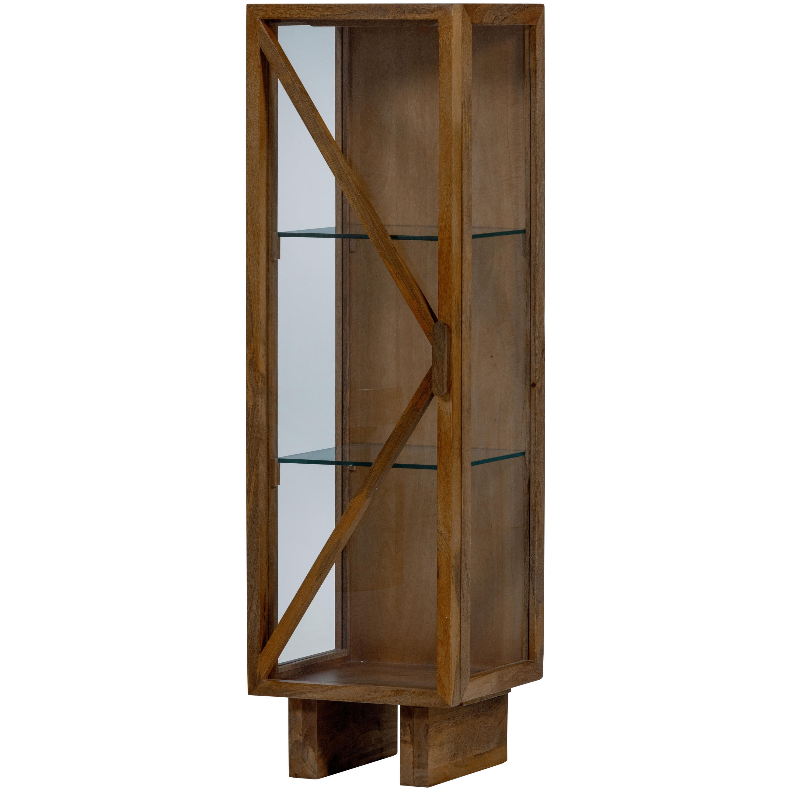 VITRINE Kella in vollmassiv Mangoholz Braun  - Braun, Design, Glas/Holz (40/137/39cm) - Livetastic