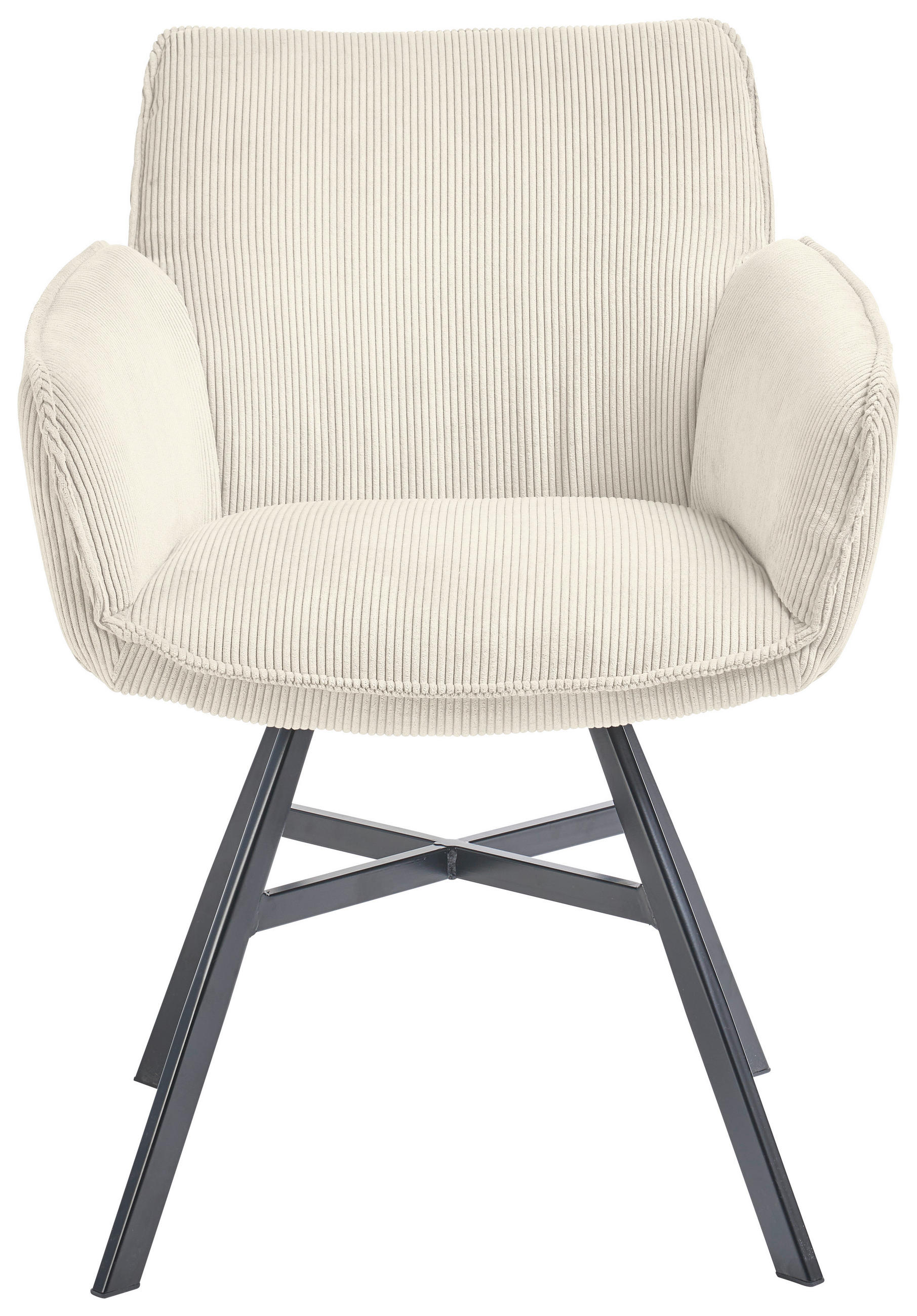 ARMLEHNSTUHL  in Cord  - Creme/Schwarz, Design, Textil/Metall (60/84/65cm) - SetOne by Musterring