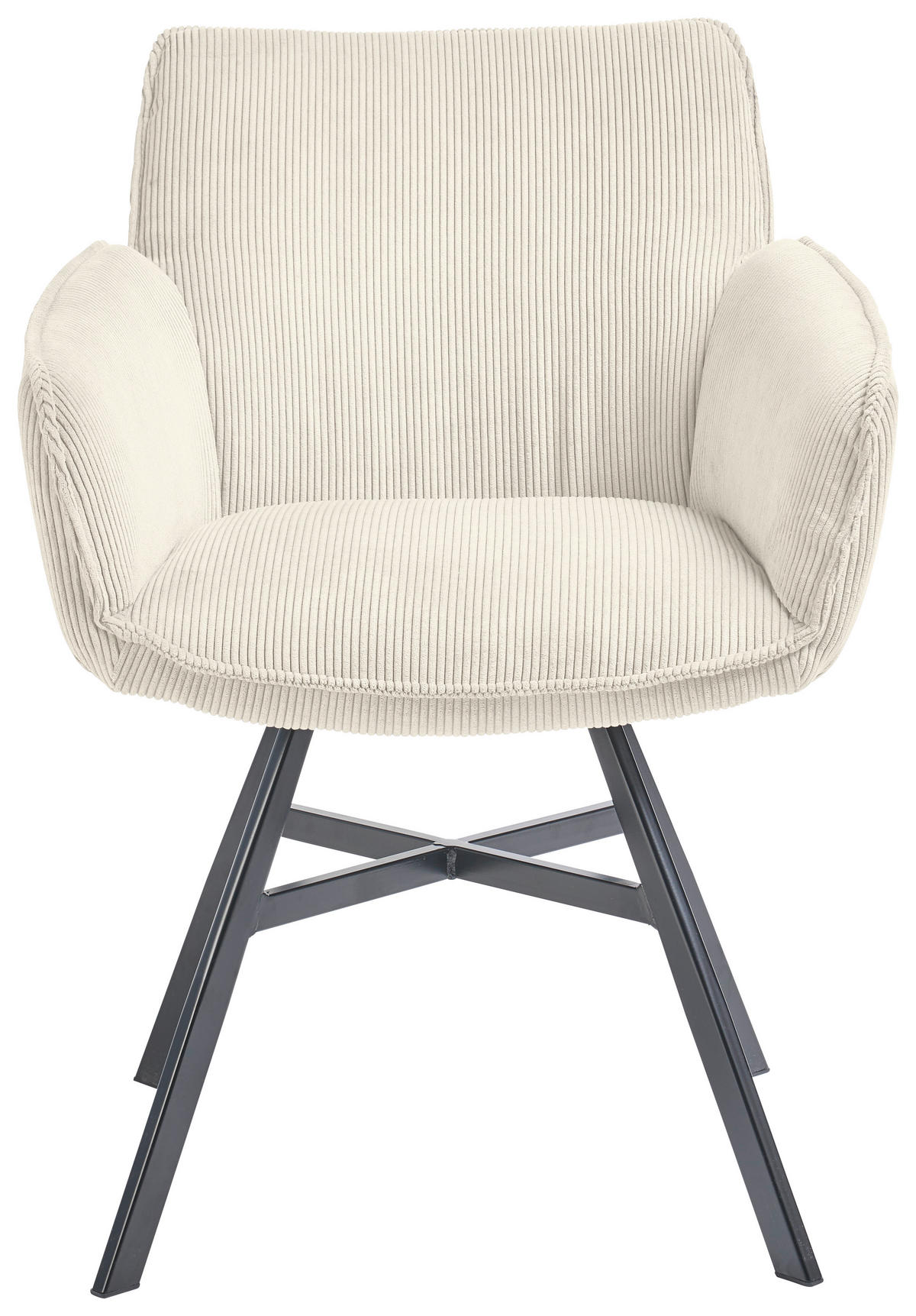 ARMLEHNSTUHL  in Cord  - Creme/Schwarz, Design, Textil/Metall (60/84/65cm) - SetOne by Musterring