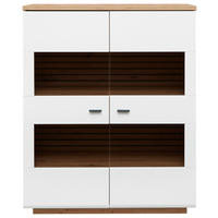 HIGHBOARD Weiss, Eiche Artisan  110/136/40 cm  - Weiss/Anthrazit, Design, Glas/Holzwerkstoff (110/136/40cm) - Stylife