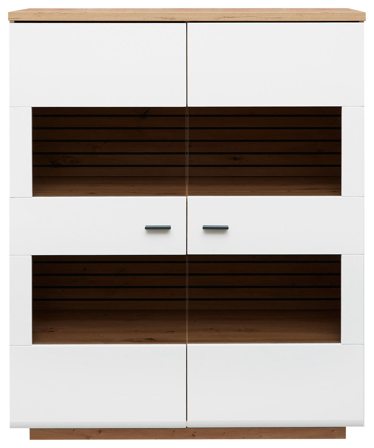 HIGHBOARD Weiss, Eiche Artisan  110/136/40 cm  - Weiss/Anthrazit, Design, Glas/Holzwerkstoff (110/136/40cm) - Stylife