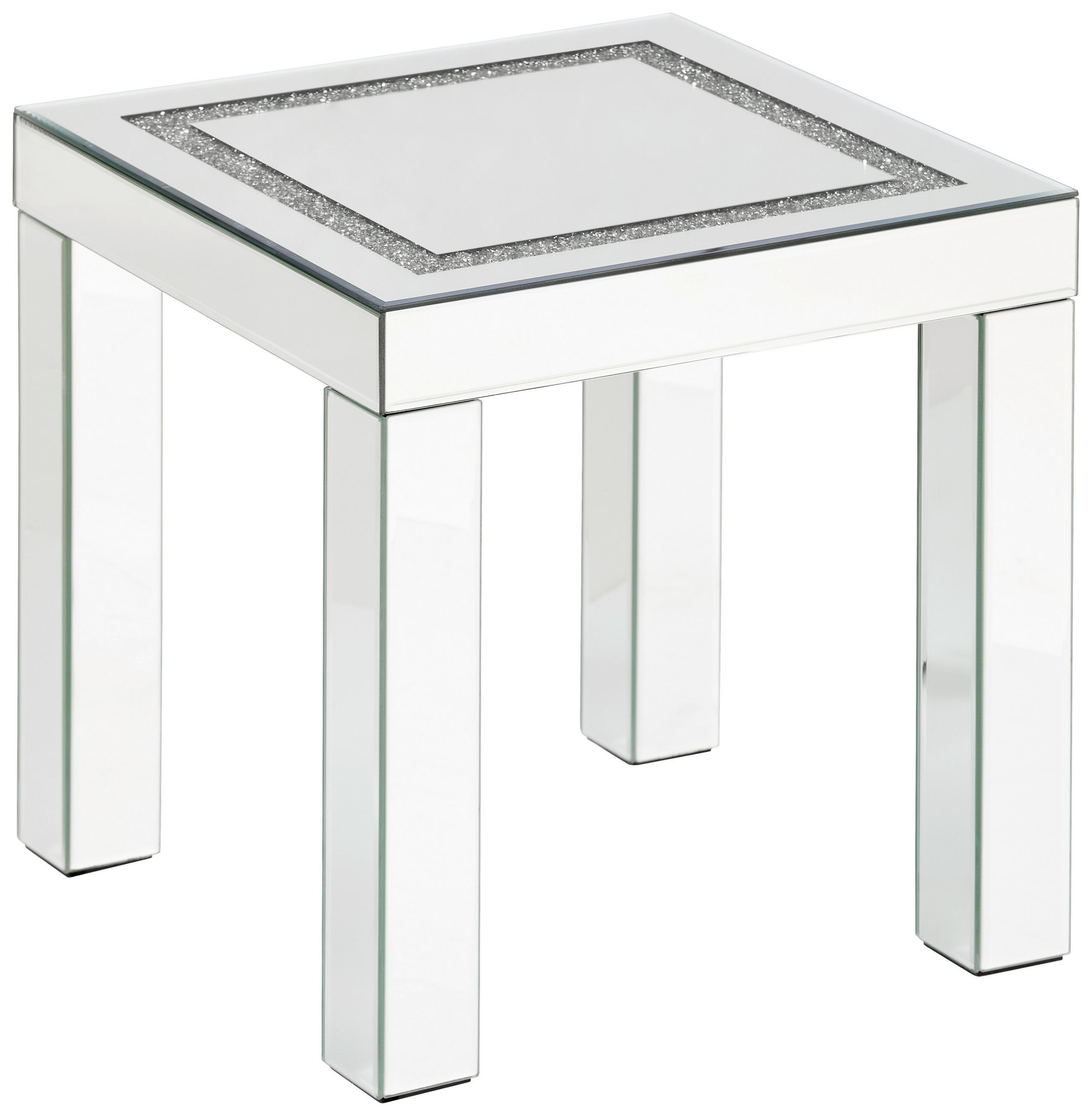 KISASZTAL Üveg, faalapú anyag 40/40/40 cm  - ezüstszínű, Trend, faalapú anyag/Üveg (40/40/40cm) - Xora