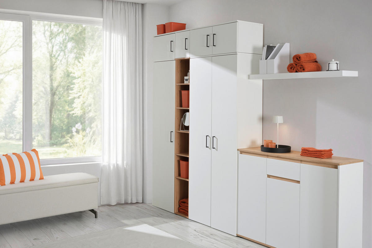 MEHRZWECKSCHRANK 50/195/40 cm  in Weiß  - Anthrazit/Schwarz, MODERN, Holzwerkstoff/Kunststoff (50/195/40cm) - Carryhome