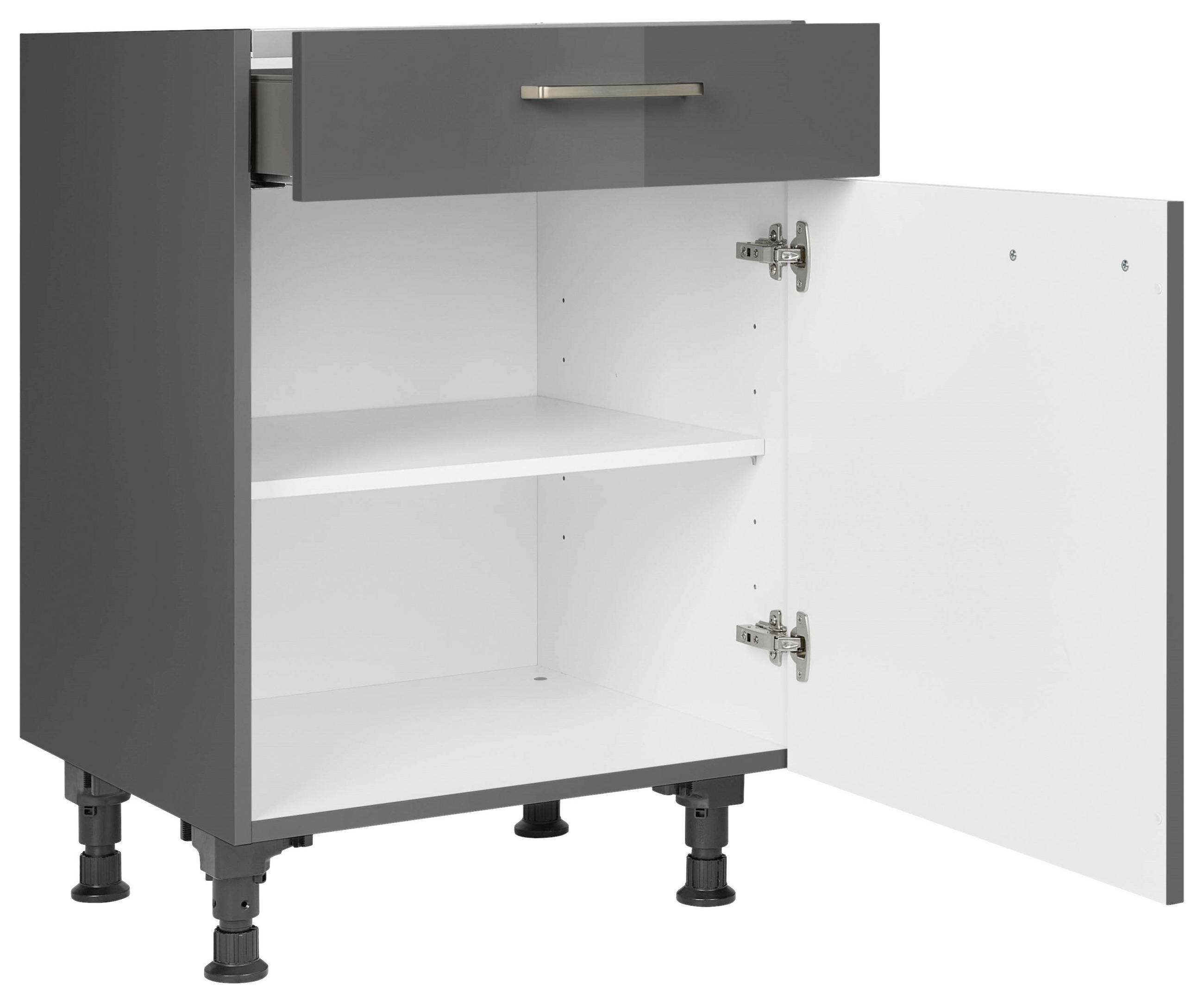 KOCHFELDUMBAUSCHRANK 60/87/56 cm in Schieferfarben - Schieferfarben/Edelstahlfarben, MODERN, Holzwerkstoff/Metall (60/87/56cm) - Nobilia