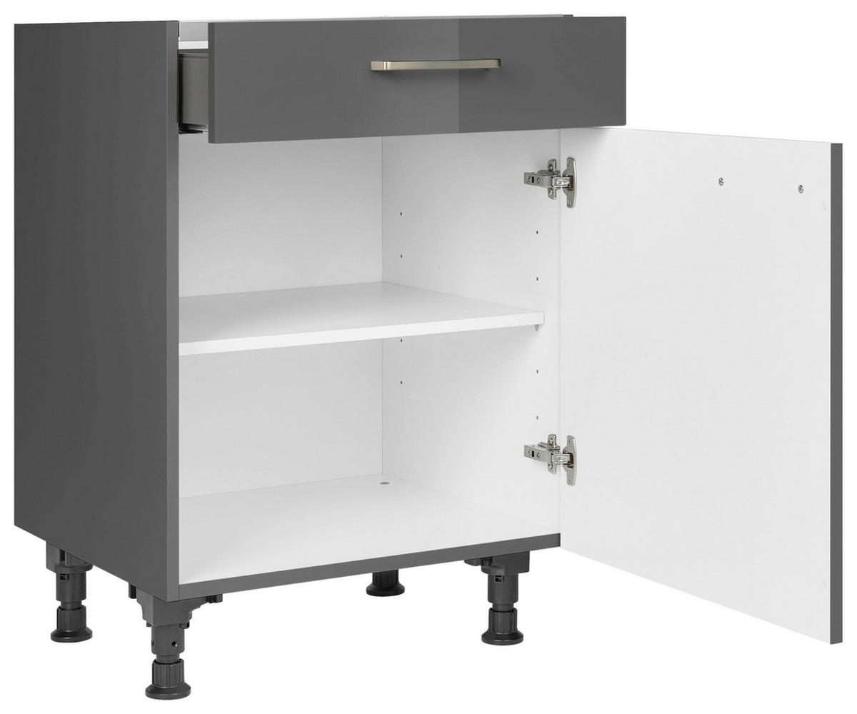 KOCHFELDUMBAUSCHRANK 60/87/56 cm  in Schieferfarben  - Schieferfarben/Edelstahlfarben, MODERN, Holzwerkstoff/Metall (60/87/56cm) - Nobilia