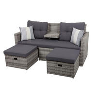 LOUNGEGARNITUR Aluminium  - Hellgrau/Schwarz, Basics, Kunststoff/Textil (180/86/75cm) - Gardenson