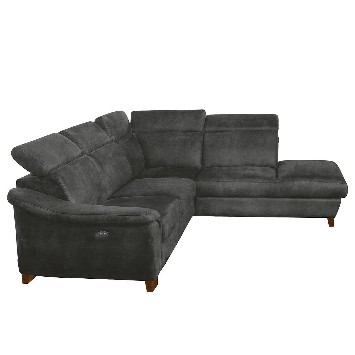 ECKSOFA TREND in Mikrofaser Anthrazit Bettkasten, Relaxfunktion, Kopfteilverstellung  276/238 cm  - Wengefarben/Anthrazit, Design, Holz/Textil (276/238cm) - Livetastic