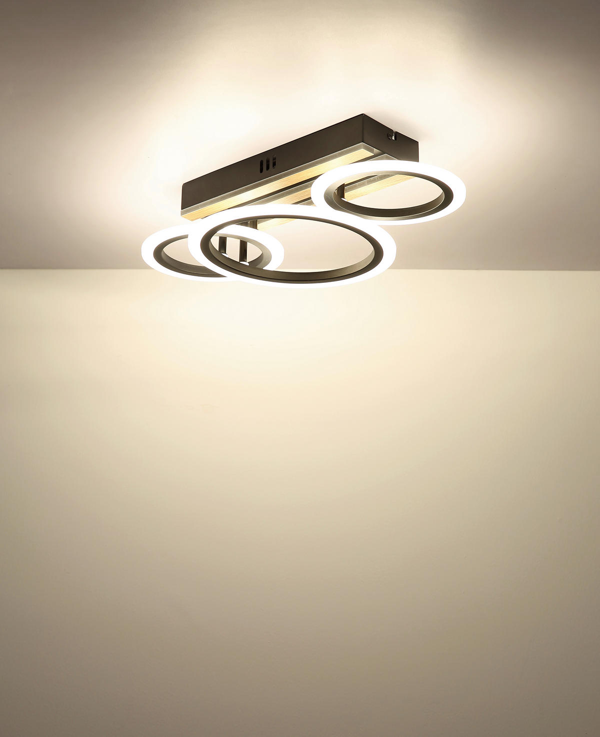 LED-DECKENLEUCHTE 46/25/11,5 cm   - Dunkelbraun/Schwarz, Natur, Holzwerkstoff/Kunststoff (46/25/11,5cm) - Globo