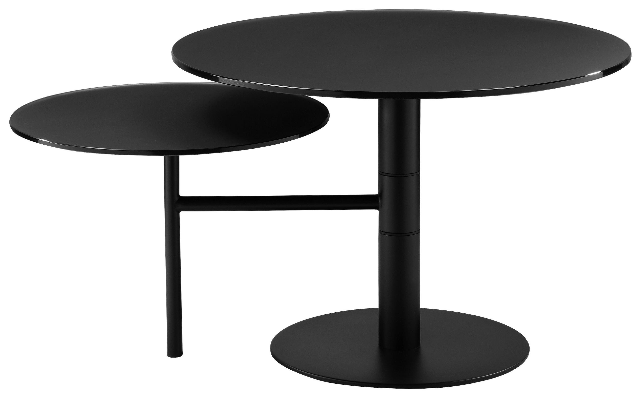 COUCHTISCH Klarglas 87,5/65/45 cm rund Schwarz  - Schwarz, Design, Glas/Metall (87,5/65/45cm) - Carryhome