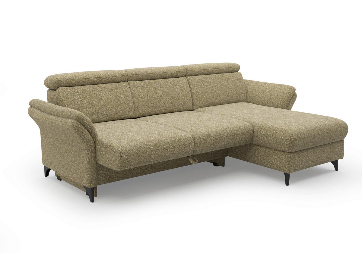 ECKSOFA GLENDALE E Olivgrün Chenille  - Schwarz/Olivgrün, KONVENTIONELL, Textil/Metall (253/166cm) - Sit & More