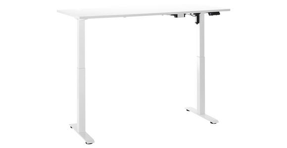 SCHREIBTISCH höhenverstellbar, Kabeldurchlass, Memoryschalter - Weiß, MODERN, Holzwerkstoff/Metall (160/77/72-120cm) - Carryhome