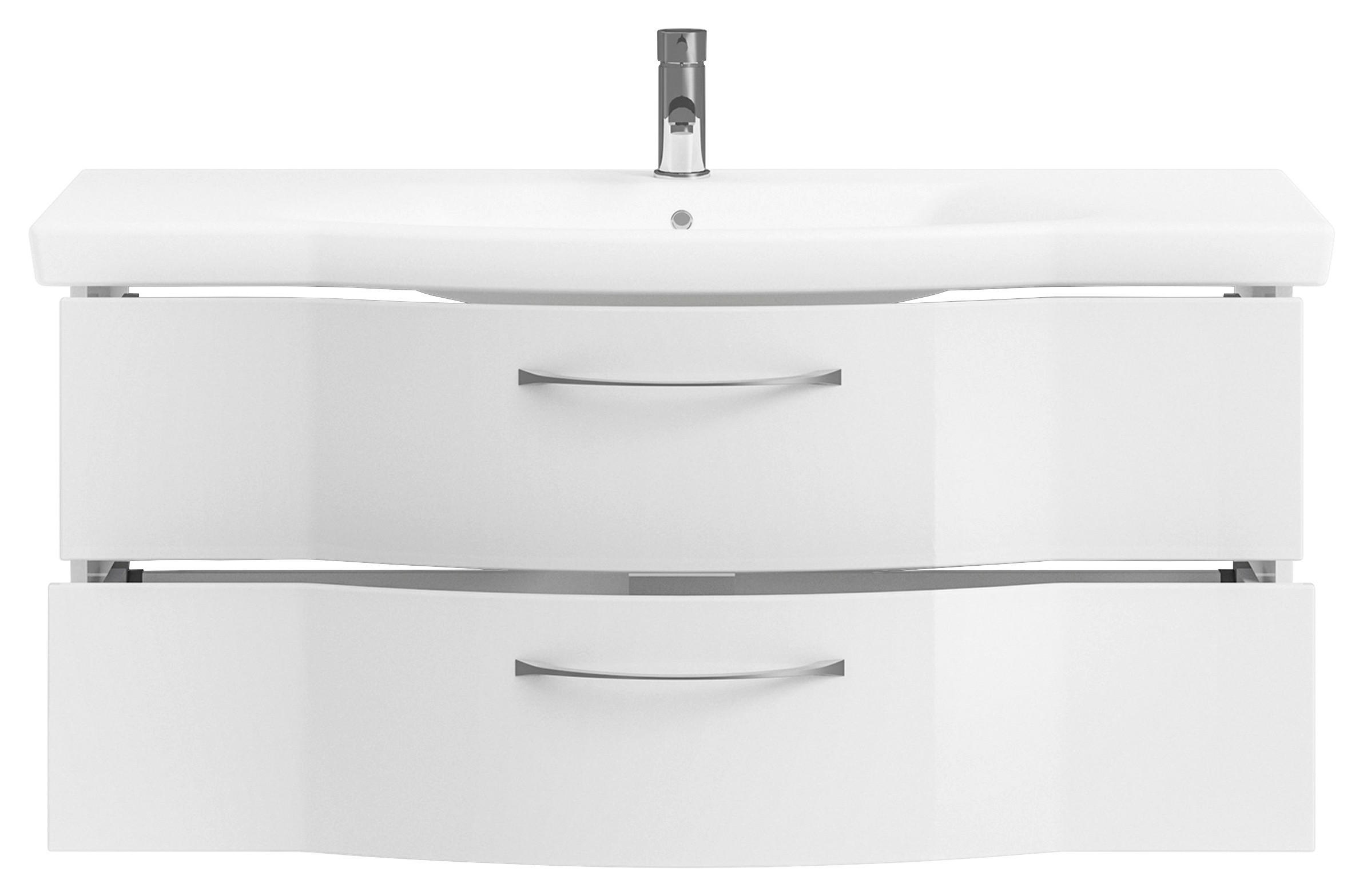 Thumbnail - Pelipal Waschtischkombi Serie 6005 Sprint, Weiß Hochglanz, Metall, 2 Schubladen, 122 cm, Made in Germany, Zusatzausstatt...