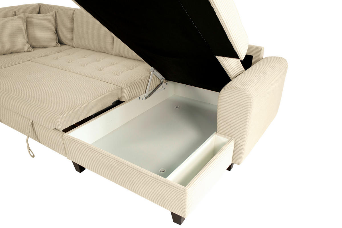 WOHNLANDSCHAFT MORITZ Creme Cord  - Creme, Trend, Textil (178/324/155cm) - P & B